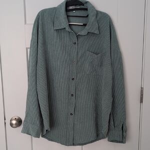 Casual Green Corduroy Shirt